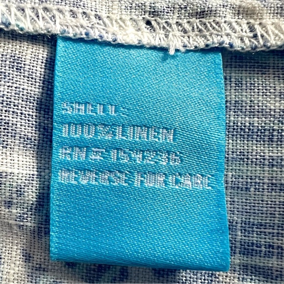 J McLaughlin Paris Linen Maxi Dress Geti Swirl Blue White Aqua Size S NEW - Picture 12 of 14